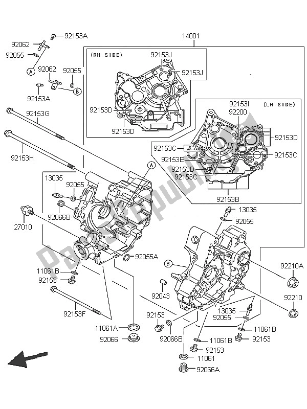 Todas las partes para Caja Del Cigüeñal de Kawasaki KLV 1000 2005