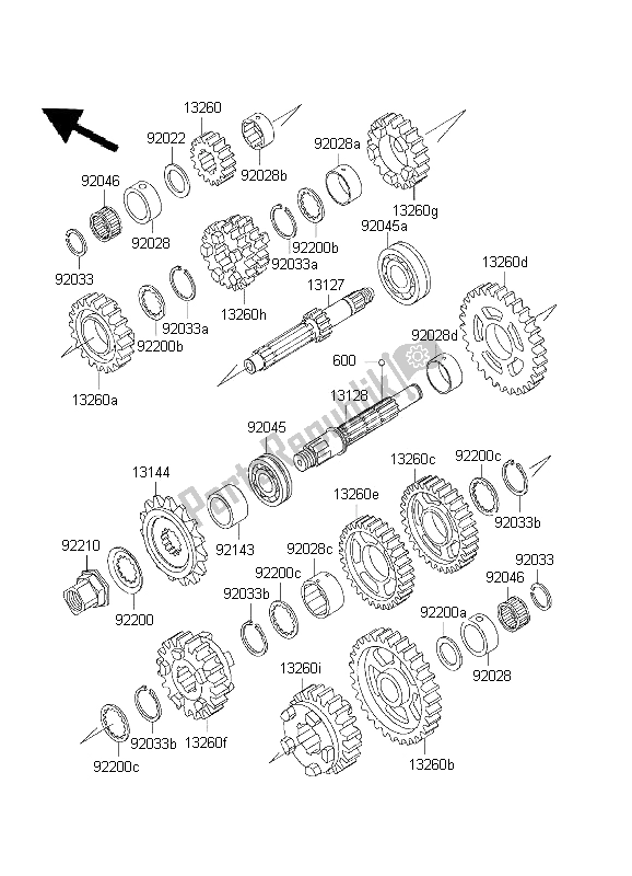 All parts for the Transmission of the Kawasaki Ninja ZX 6R 600 2001