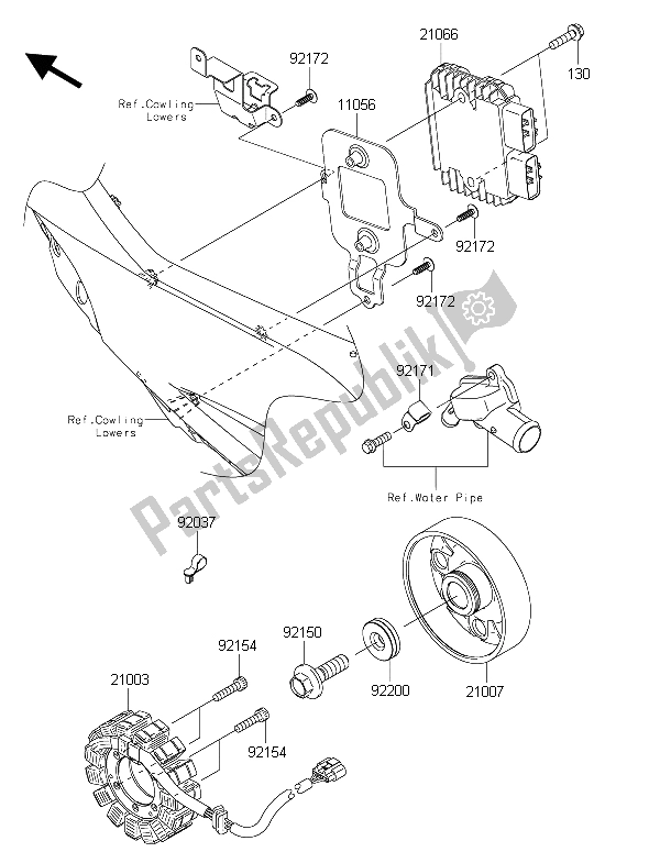 All parts for the Generator of the Kawasaki Ninja ZX 10R 1000 2015