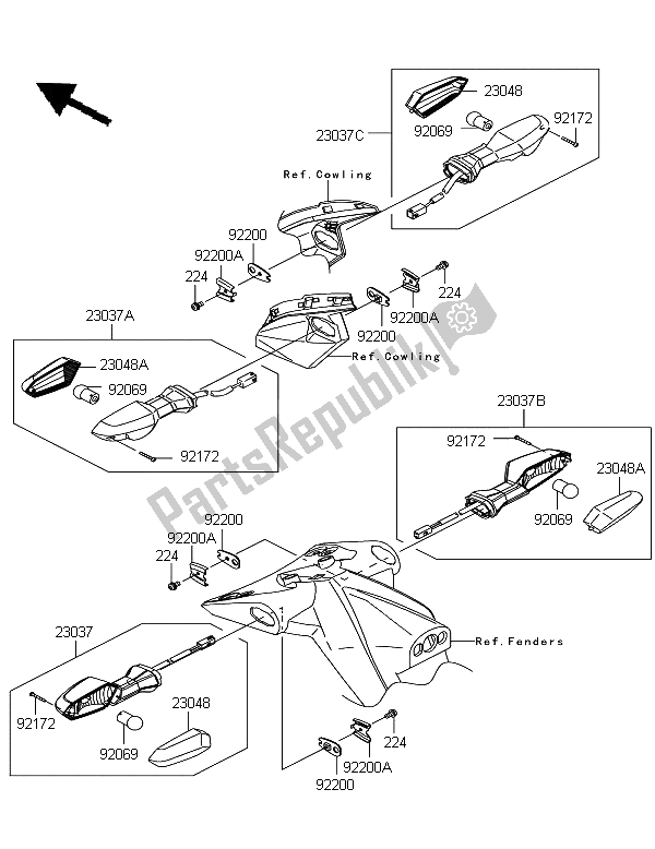 All parts for the Turn Signals of the Kawasaki Z 750R ABS 2011