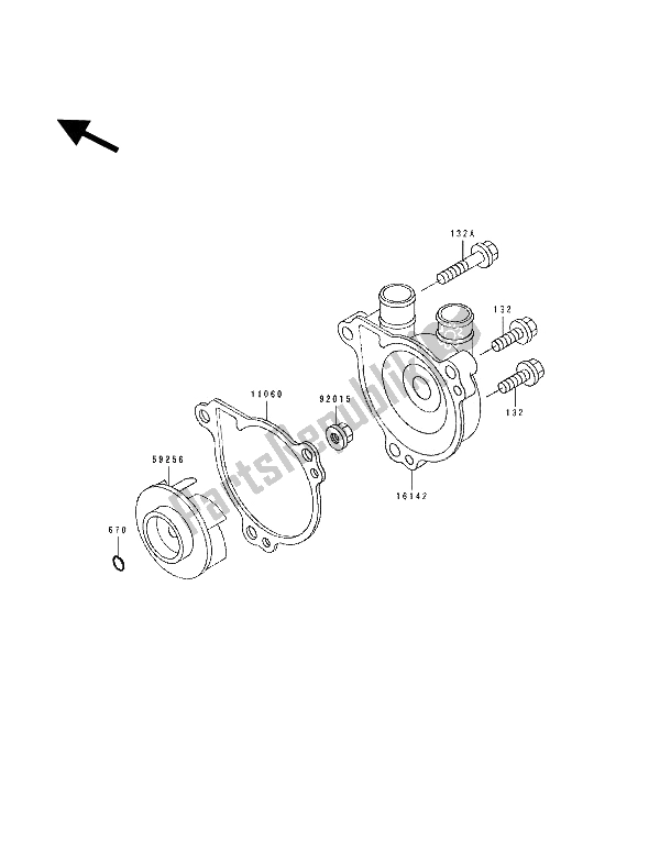 All parts for the Water Pump of the Kawasaki KLX 250 1993