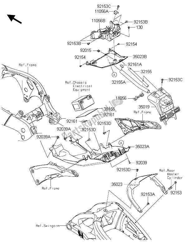 Todas las partes para Guardabarros Trasero de Kawasaki Ninja ZX 10R 1000 2015