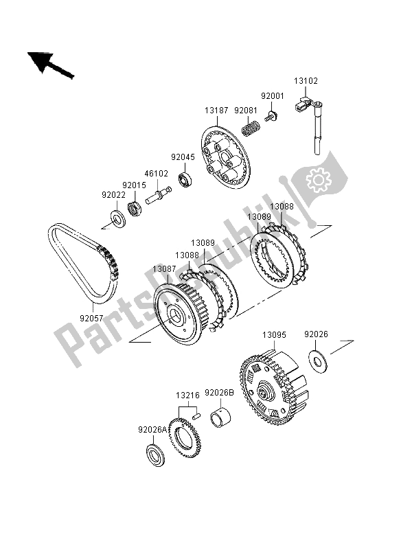 All parts for the Clutch of the Kawasaki ER 5 500 1997