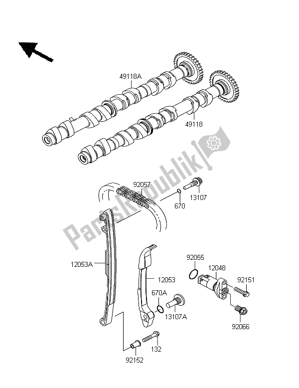 Todas as partes de árvore De Cames E Tensor do Kawasaki Z 750 ABS 2012