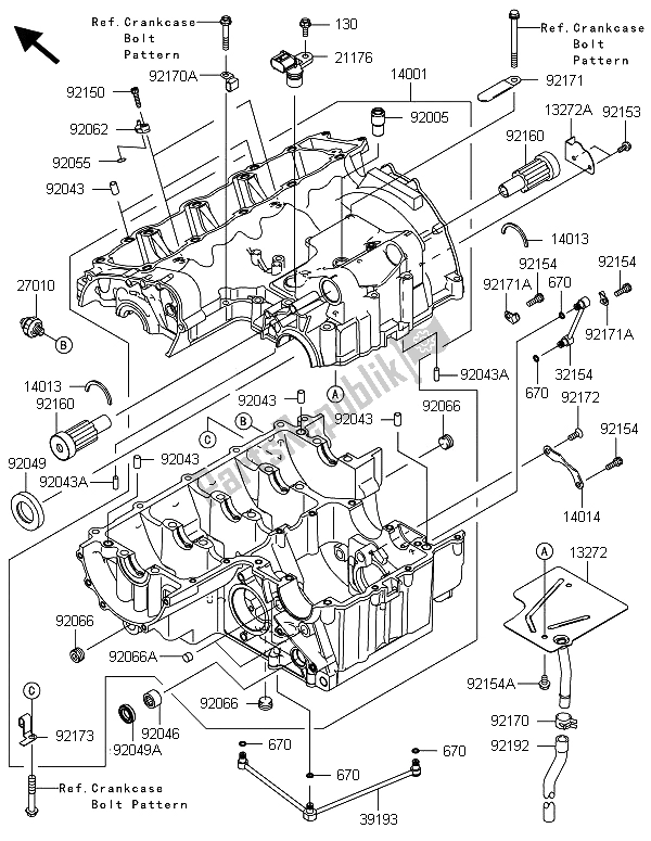 Todas las partes para Caja Del Cigüeñal de Kawasaki Z 800 ABS BDS 2013