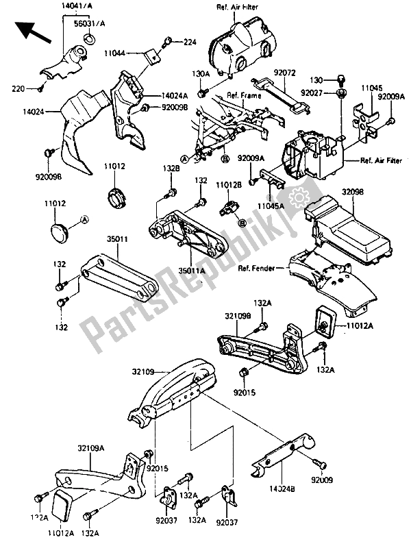 Alle onderdelen voor de Batterijhouder van de Kawasaki ZL 600 1987