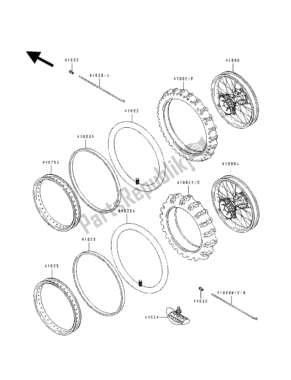 All parts for the Tires of the Kawasaki KX 100 1992