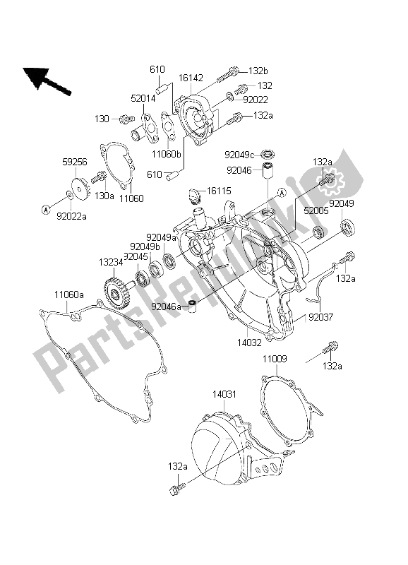 All parts for the Engine Cover of the Kawasaki KX 65 2003