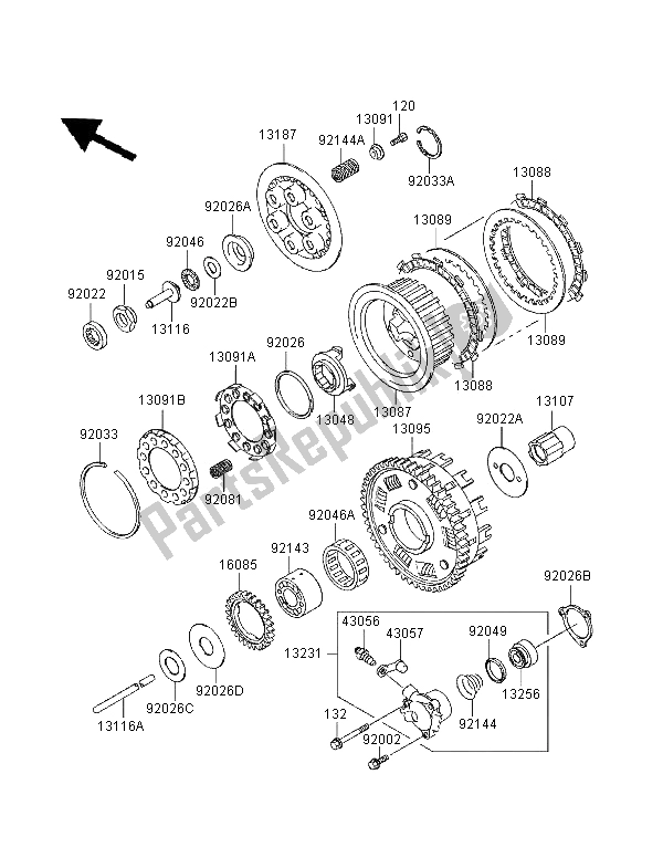 All parts for the Clutch of the Kawasaki ZZR 1100 1995