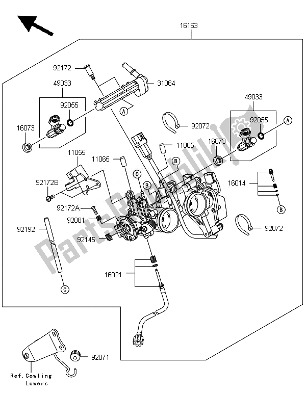 All parts for the Throttle of the Kawasaki Ninja 250R 2011