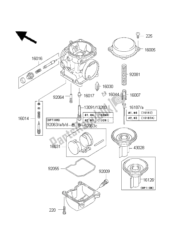 Alle onderdelen voor de Carburateur Onderdelen van de Kawasaki ZR 7S 750 2001