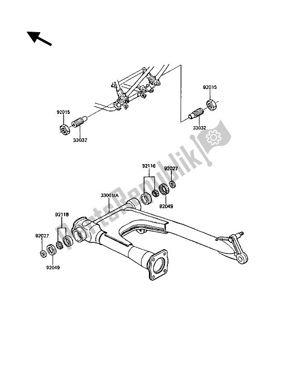 Toutes les pièces pour le Bras Oscillant du Kawasaki GT 550 1988