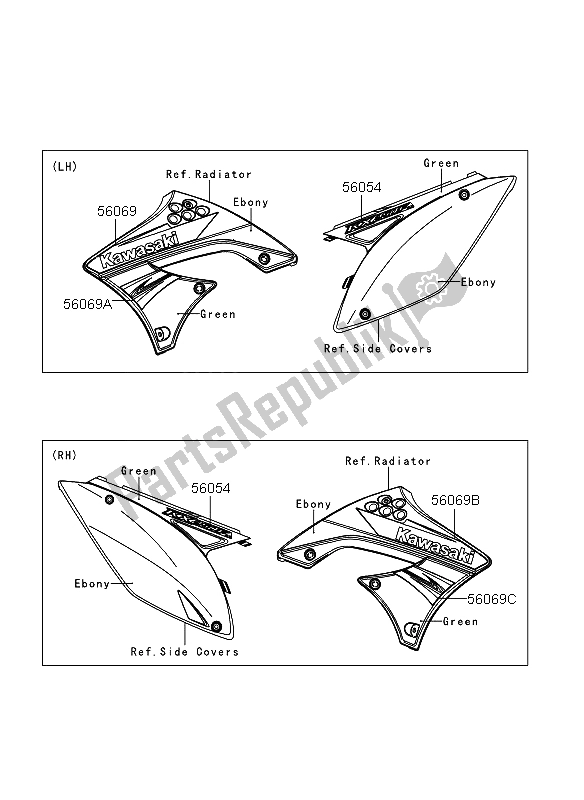 Alle onderdelen voor de Stickers van de Kawasaki KX 250F 2011