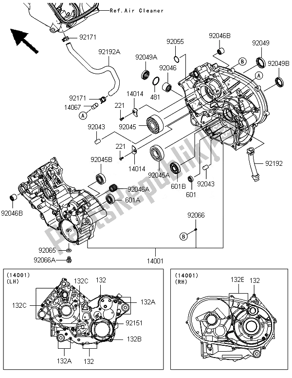 Toutes les pièces pour le Carter du Kawasaki Brute Force 750 4X4I Epsgef 2014