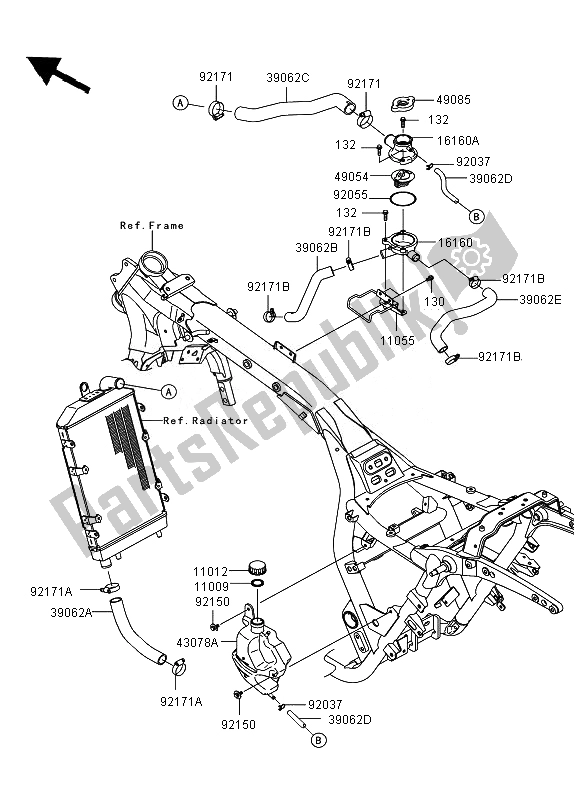 Toutes les pièces pour le Refroidissement du Kawasaki VN 1700 Voyager ABS 2011