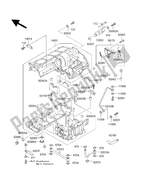 All parts for the Crankcase of the Kawasaki 1000 GTR 1997