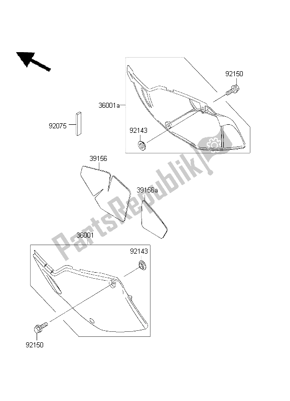 All parts for the Side Covers of the Kawasaki KLX 300R 1999