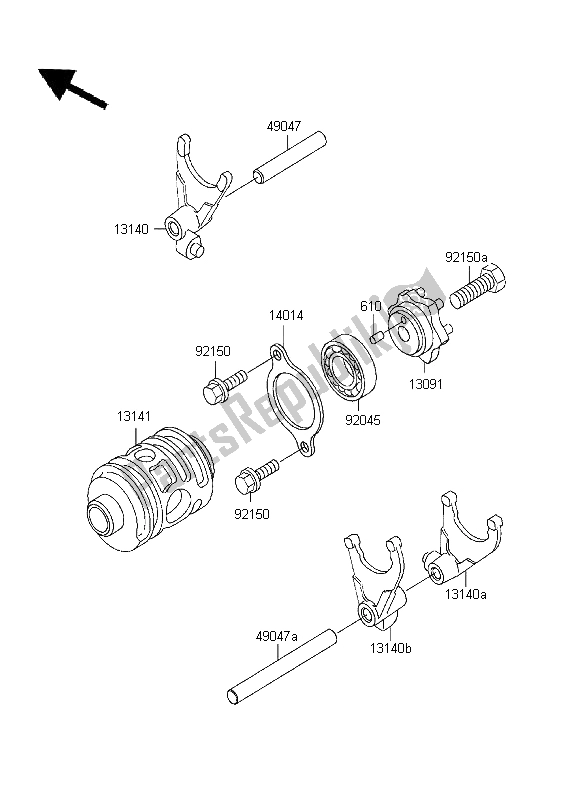 All parts for the Gear Change Drum & Shift Fork of the Kawasaki KDX 200 1995