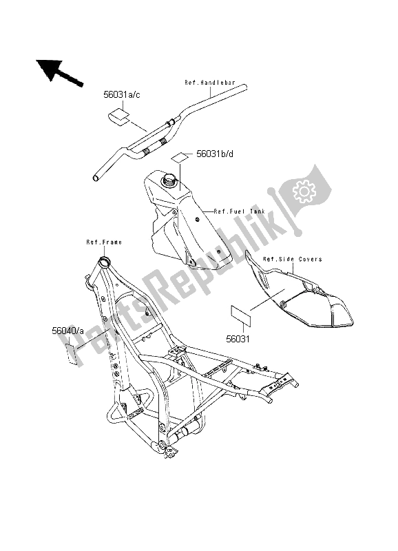 All parts for the Labels of the Kawasaki KLX 250R 1995