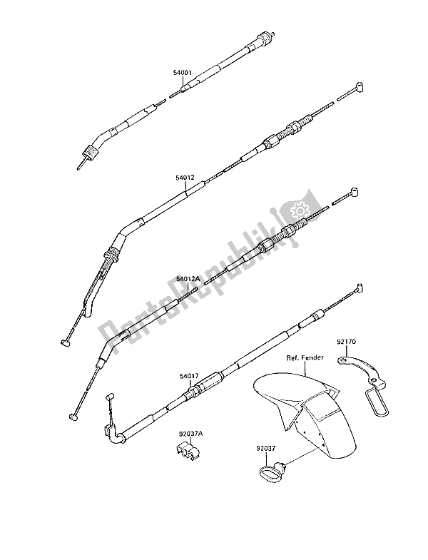 Alle onderdelen voor de Kabels van de Kawasaki GPX 750R 1989