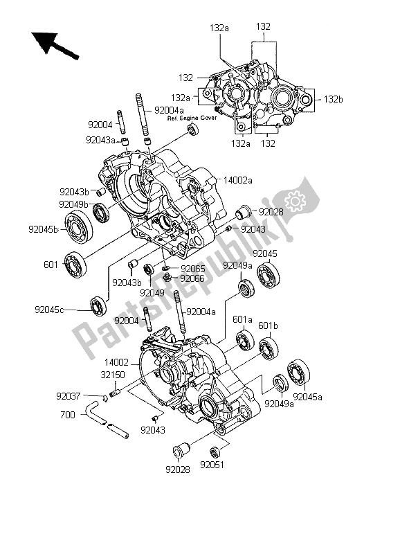 All parts for the Crankcase of the Kawasaki KMX 125 SW 1995