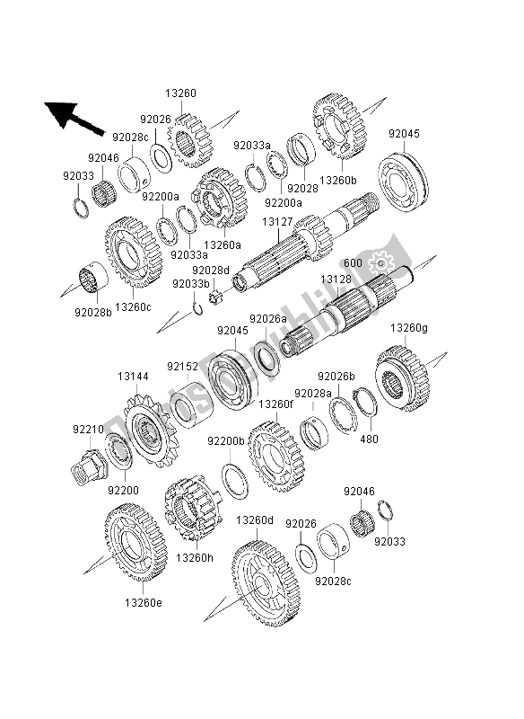 Tutte le parti per il Trasmissione del Kawasaki W 650 2003 Tutte le parti per il Trasmissione del Kawasaki W 650 2003