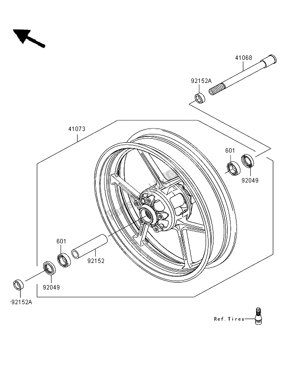 Todas as partes de Cubo Dianteiro do Kawasaki Versys 650 2009