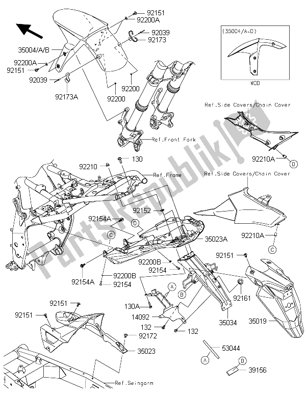 All parts for the Fenders of the Kawasaki Z 800 ABS 2015