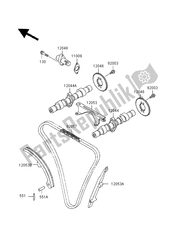 All parts for the Camshaft & Tensioner of the Kawasaki EN 500 1997