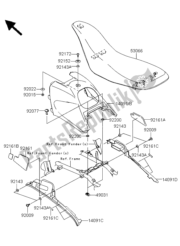 All parts for the Seat of the Kawasaki KFX 700 2004