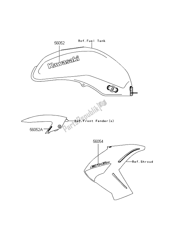 All parts for the Decals (c. B. Orange) (p. S. White) of the Kawasaki ER 6N ABS 650 2009