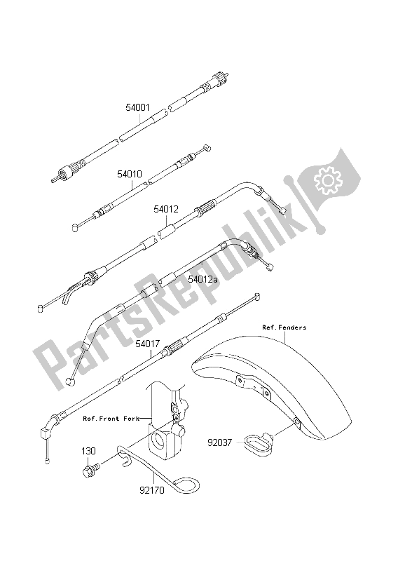 All parts for the Cables of the Kawasaki ZRX 1200 2001