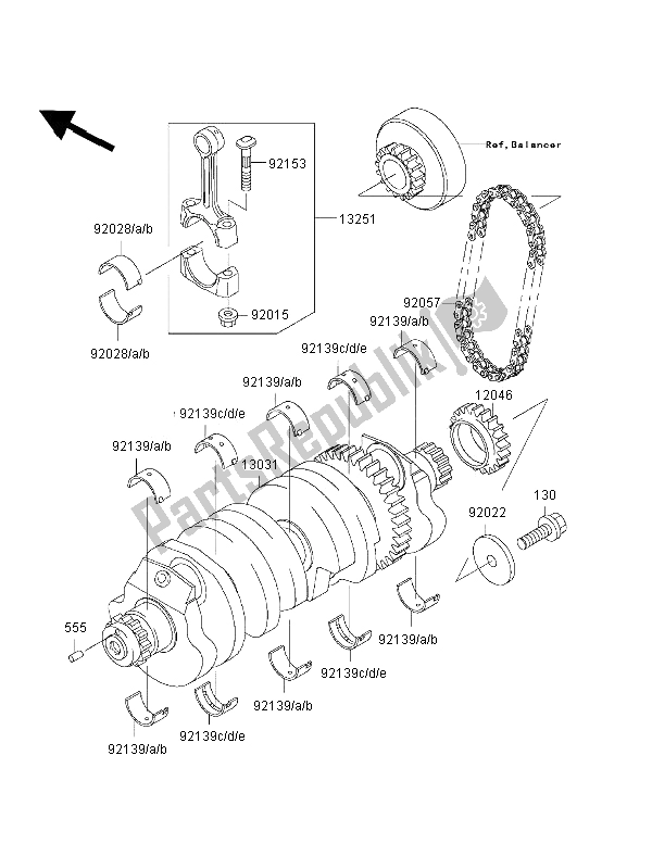 Todas las partes para Cigüeñal de Kawasaki ZRX 1200S 2002