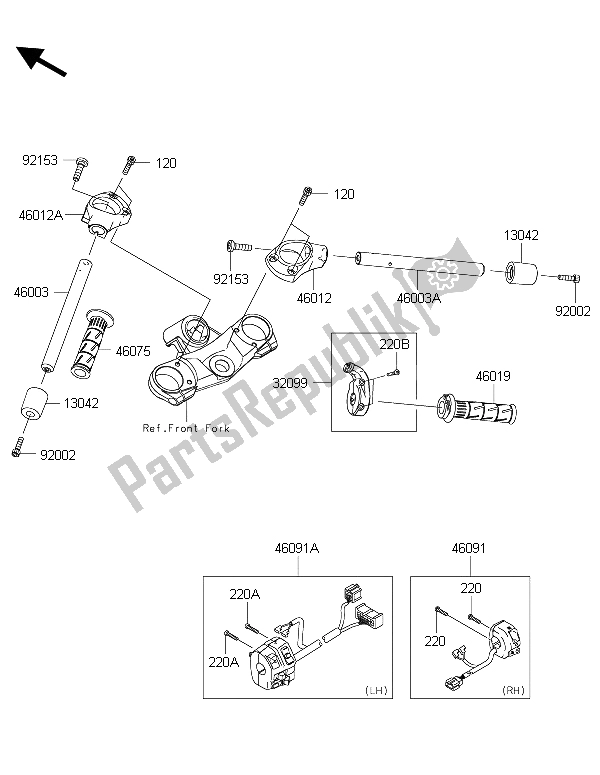 All parts for the Handlebar of the Kawasaki ZZR 1400 ABS 2015