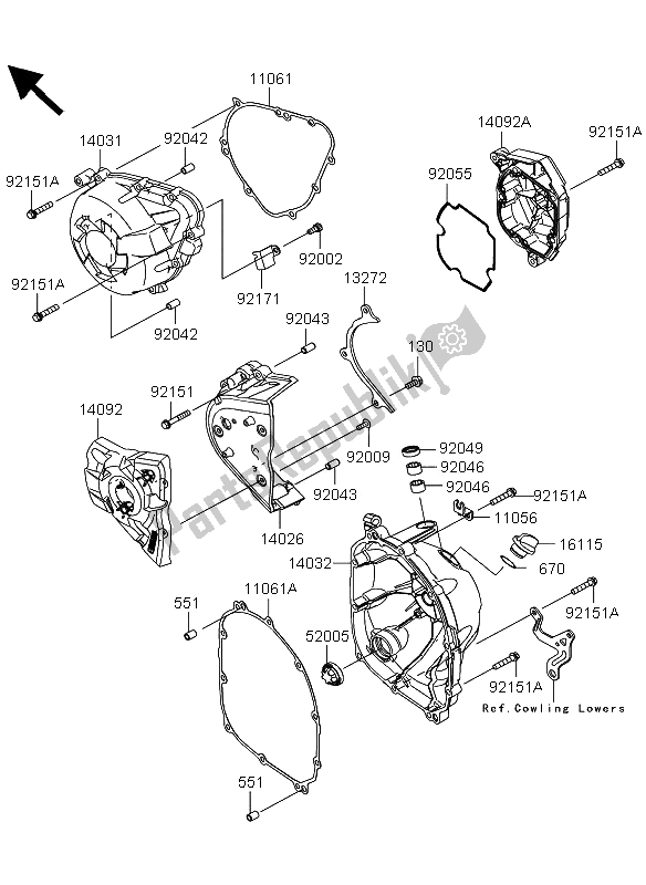 Toutes les pièces pour le Capot (s) Moteur du Kawasaki Versys 1000 2013