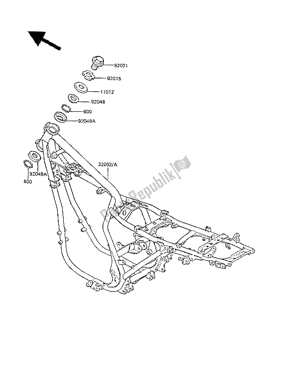 Tutte le parti per il Telaio del Kawasaki GPZ 305 Belt Drive 1986