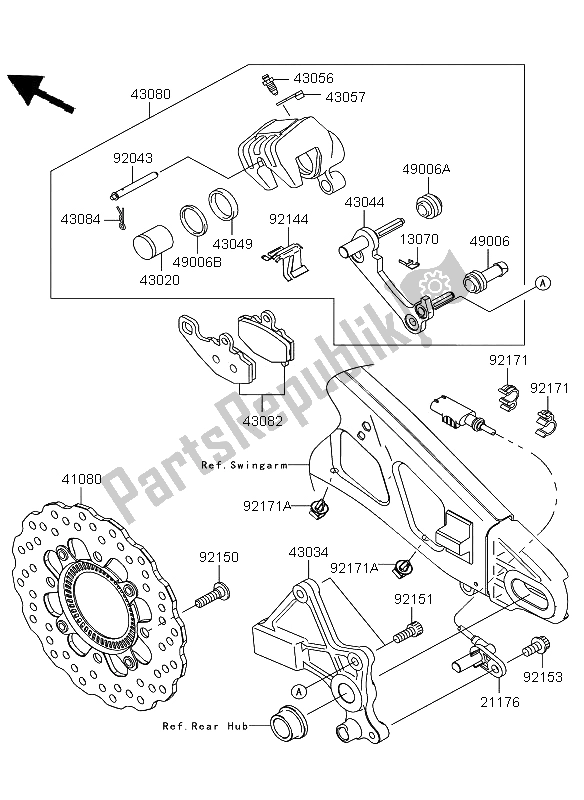 All parts for the Rear Brake of the Kawasaki Versys ABS 650 2012