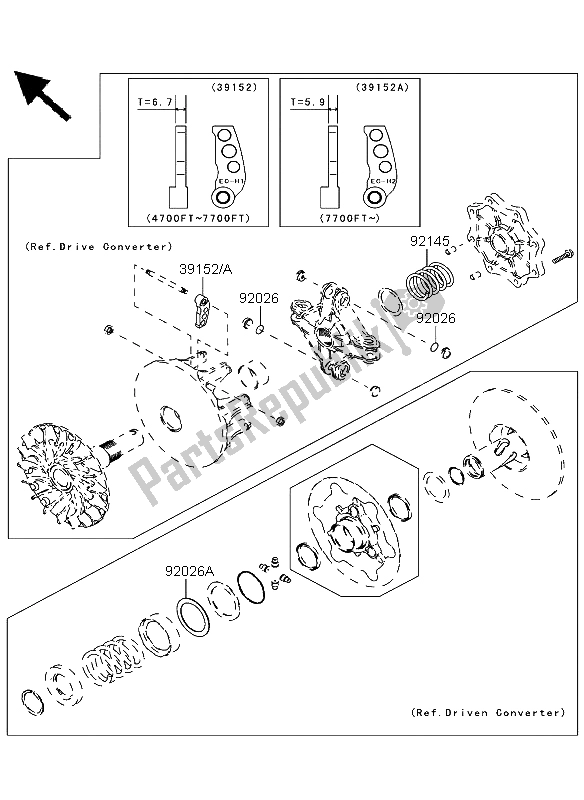 Toutes les pièces pour le Pièces Optionnelles (convertisseur) du Kawasaki KVF 360 2004