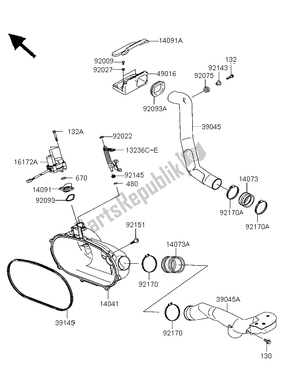 All parts for the Converter Cover & Drive Belt of the Kawasaki KVF 360 4X4 2003