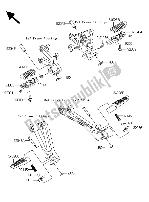 All parts for the Footrests of the Kawasaki Ninja ZX 12R 1200 2006