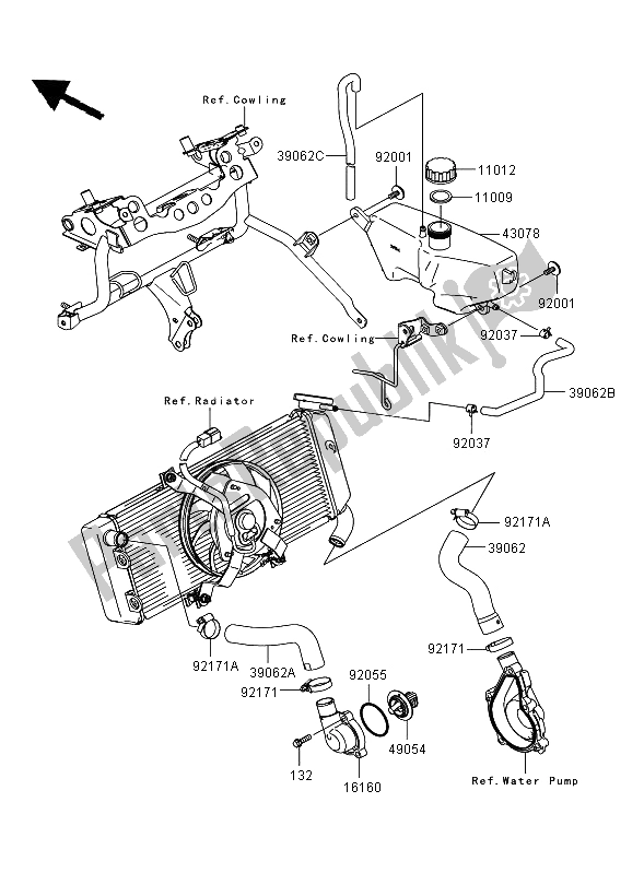 All parts for the Water Pipe of the Kawasaki Versys ABS 650 2008