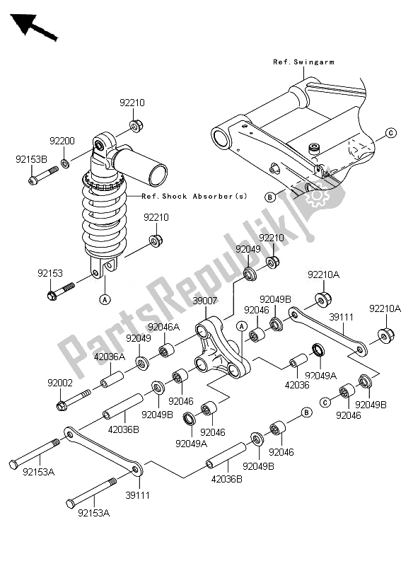 All parts for the Suspension of the Kawasaki Z 1000 2007