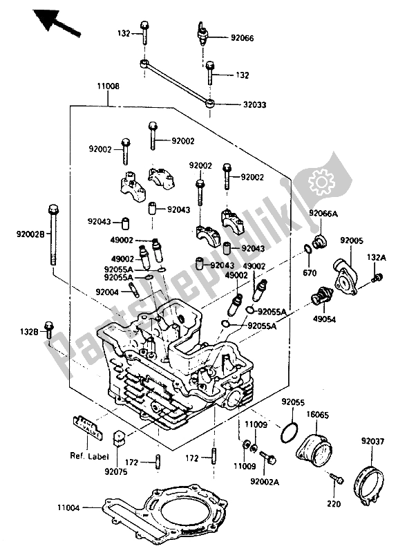 Todas las partes para Culata (kl250dg001505) de Kawasaki KLR 250 1985