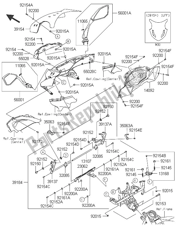 Todas las partes para Carenado (superior) de Kawasaki Z 1000 SX 2016