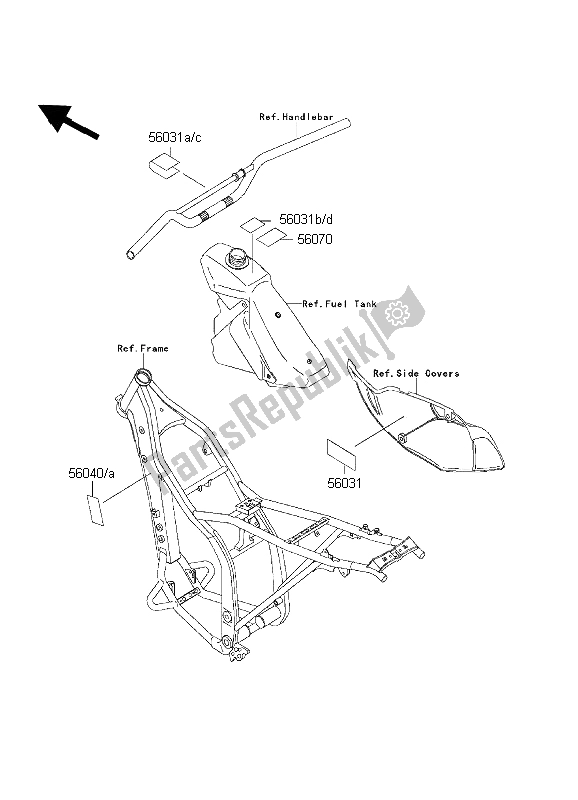 Wszystkie części do Etykiety Kawasaki KLX 300R 1998