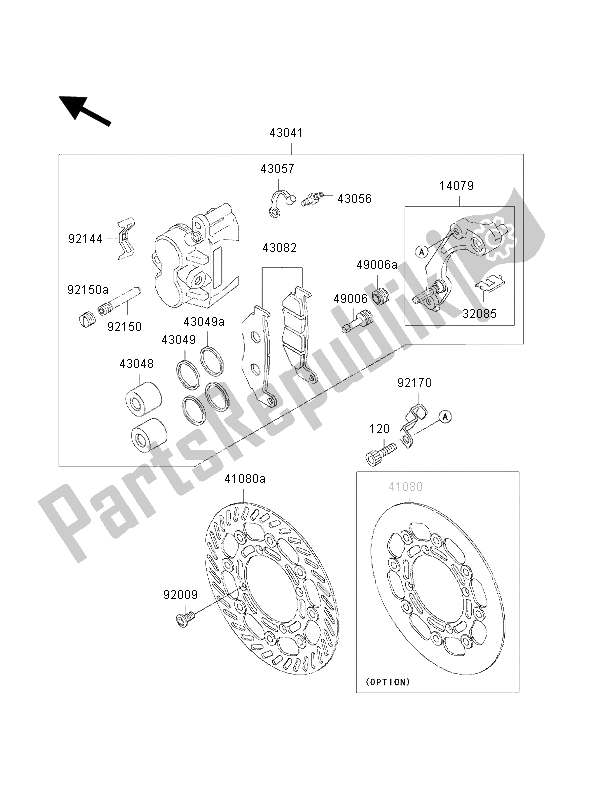 Wszystkie części do Przedni Hamulec Kawasaki KX 500 2000