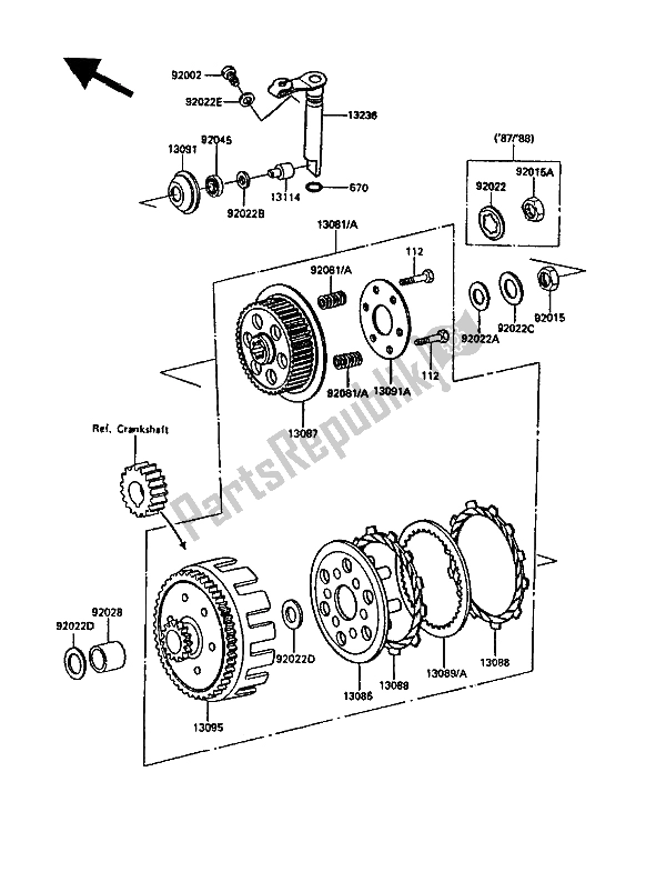 Todas las partes para Embrague de Kawasaki KDX 200 1988