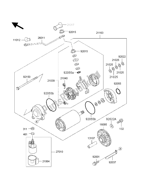 All parts for the Starter Motor of the Kawasaki 1000 GTR 1997