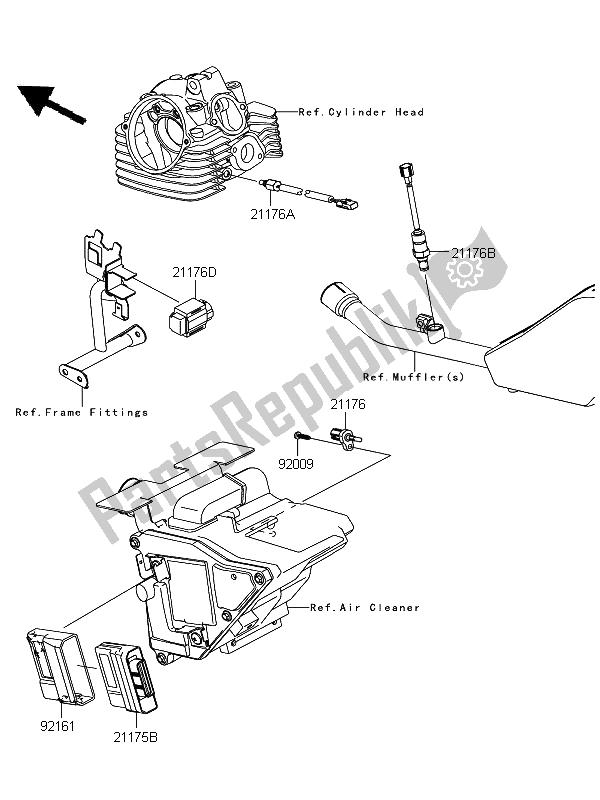 All parts for the Fuel Injection of the Kawasaki D Tracker 125 2012
