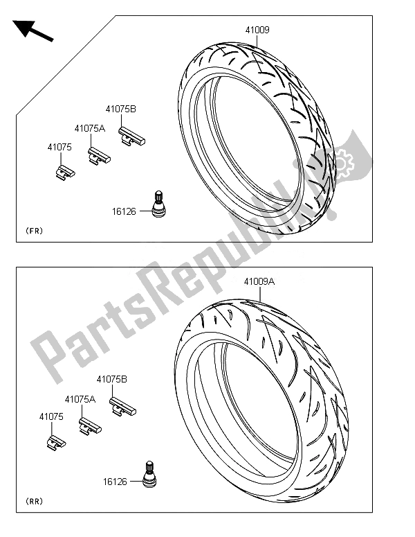 All parts for the Tires of the Kawasaki Z 800 ABS BEF 2014